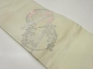 絽ヱ霞に丸文・横笛模様織出し名古屋帯